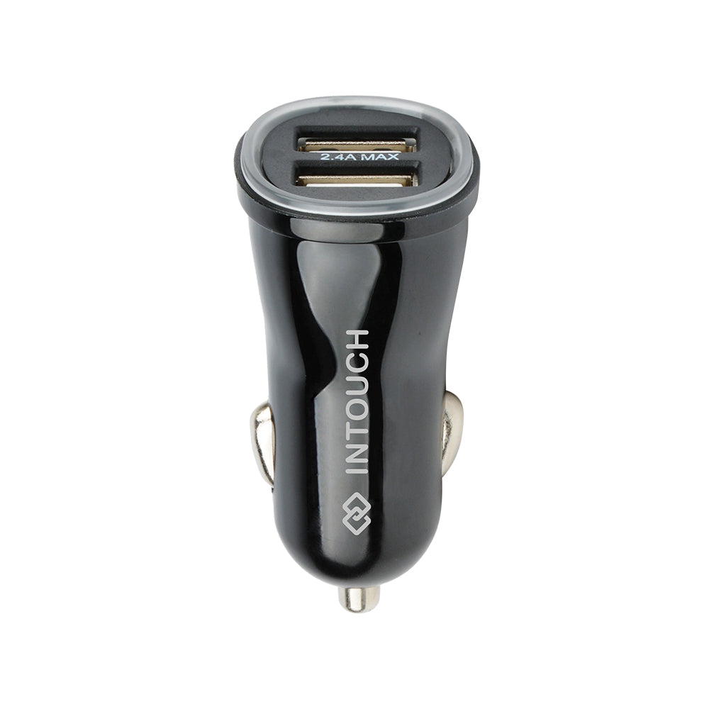 Intouch Dual Car Charger 2.4A - Black - White