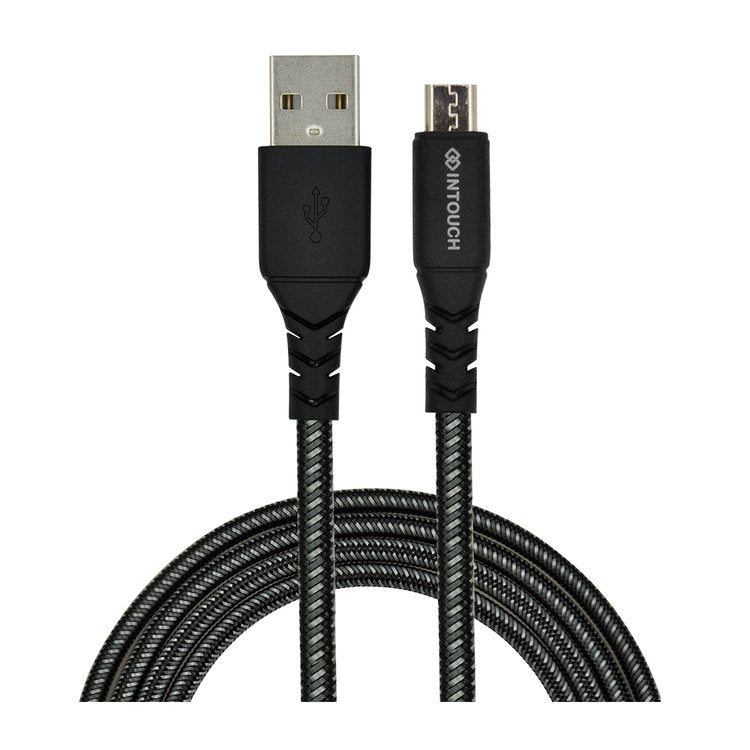 Intouch Micro USB Tough Braided 3A 1.2M Cable - Black - Black