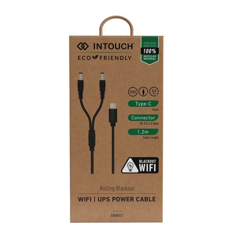 Intouch USB C to Double Y DC Power Cable - Black - Black