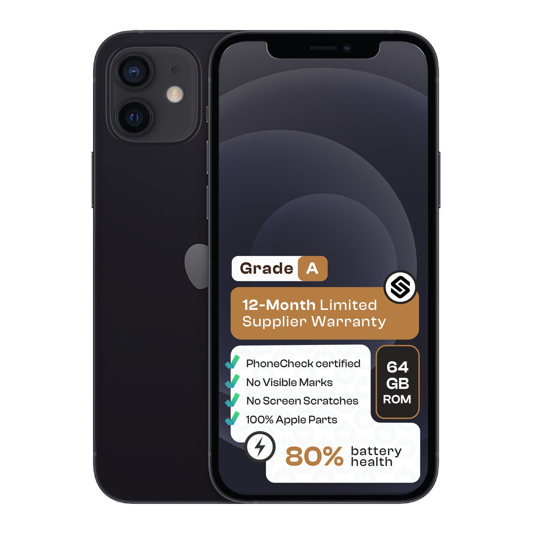 Apple iPhone 12 (CPO - Grade A)-Black