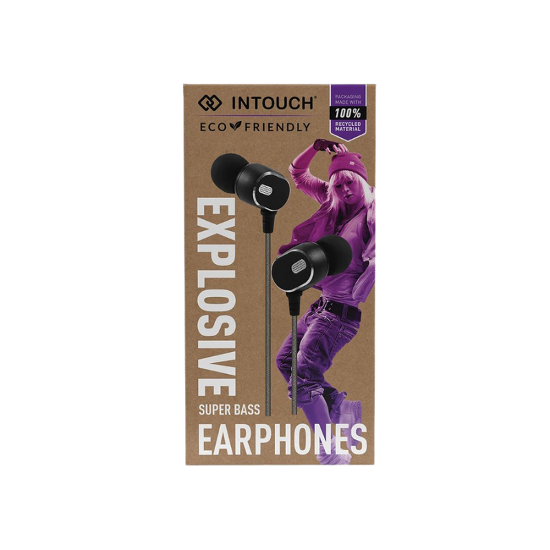 INTOUCH Explosive Wired Earphones - Black & Silver