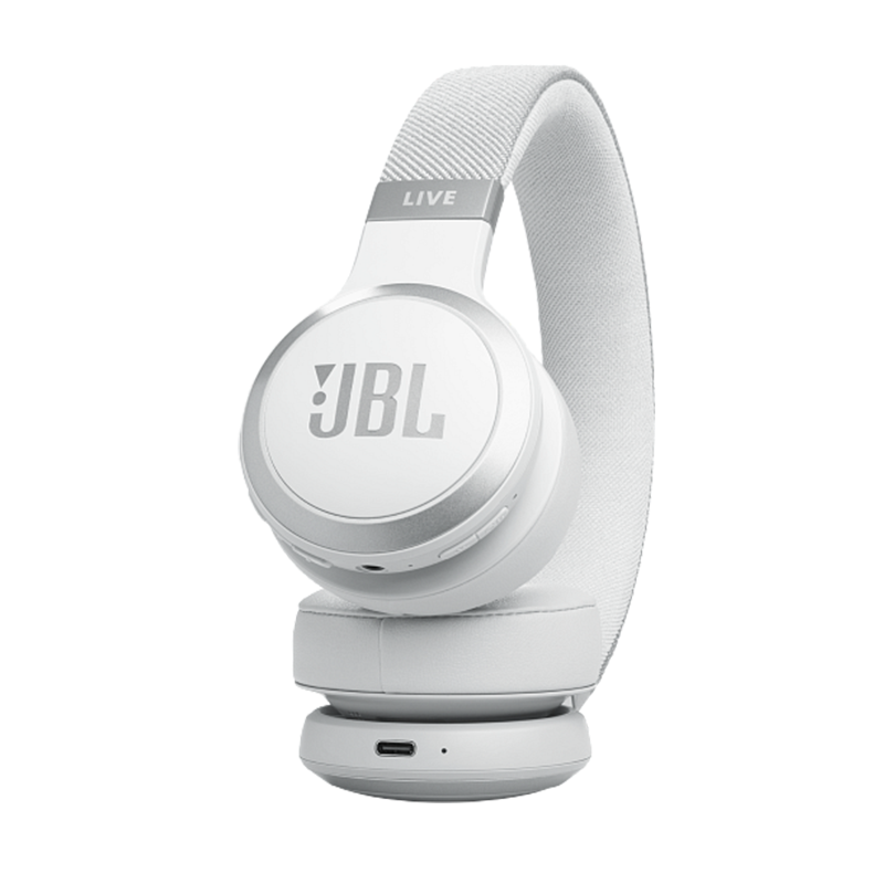 JBL Live 670NC Wireless Bluetooth On-Ear Noise Cancelling Headphones - White - White