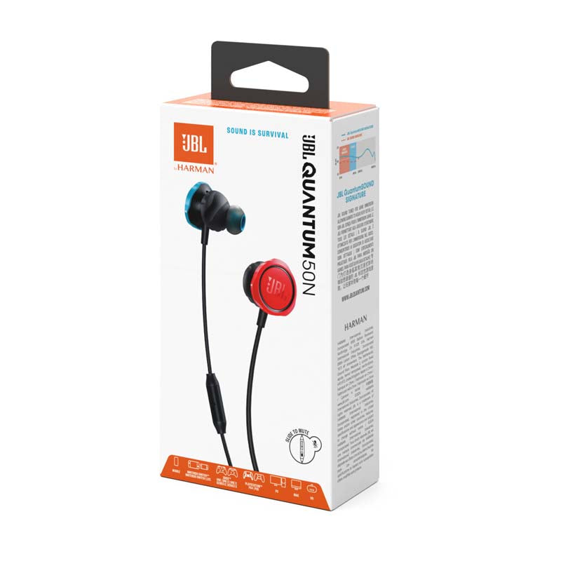 JBL Quantum 50N Wired In-Ear Gaming Earbuds With Volume Slider and Mic Mute - Black