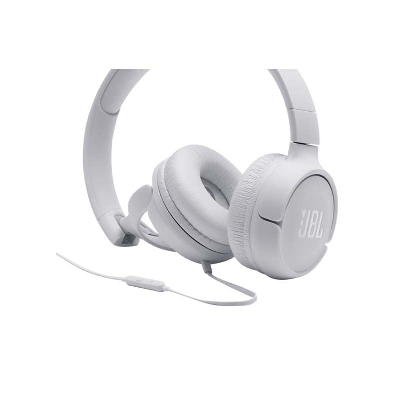 JBL Tune 500 Wired On Ear Headphones With Mic - White - White