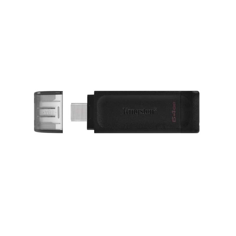 Kingston 64GB USB C 3.2 Gen 1 DataTraveler 70 - Black - Black