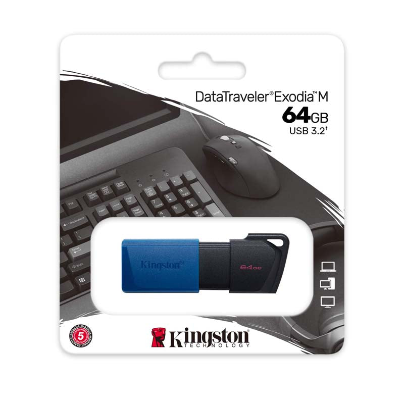 Kingston 64Gb Usb3.2 Gen 1 Datatraveler Exodia M - Black / Blue - Black / Blue