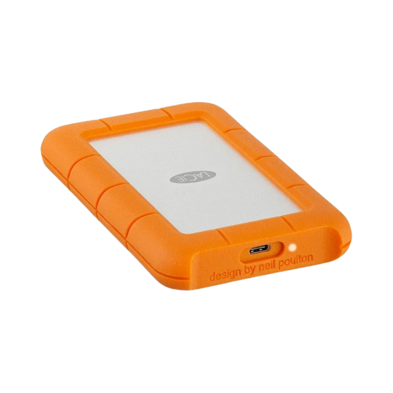 LaCie Rugged USB-C 4TB External Hard Drive - Orange/Silver - Orange