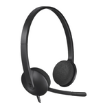 Logitech H340 USB Computer Headset - Black - Black