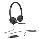 Logitech H340 USB Computer Headset - Black - Black