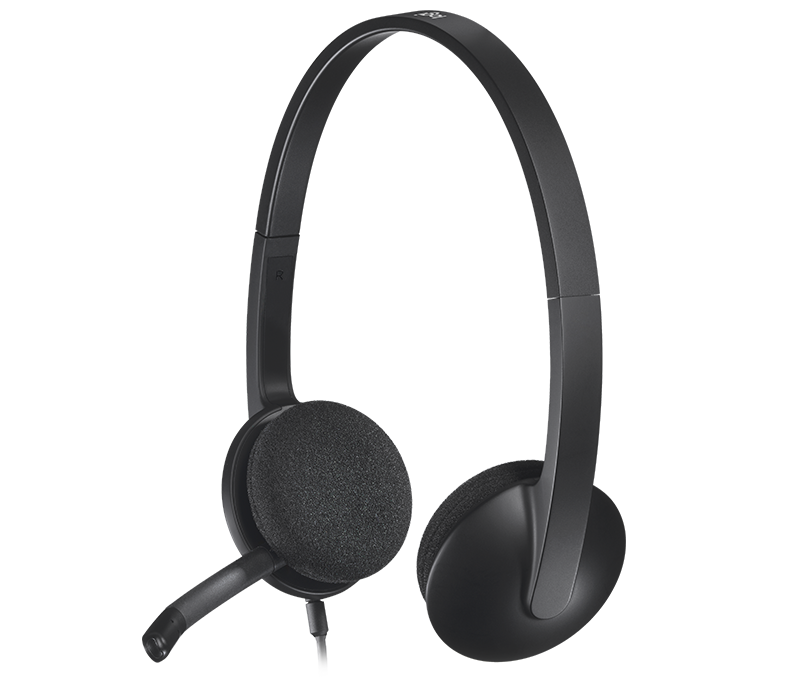 Logitech H340 Wired USB Computer Headset - Black - Black