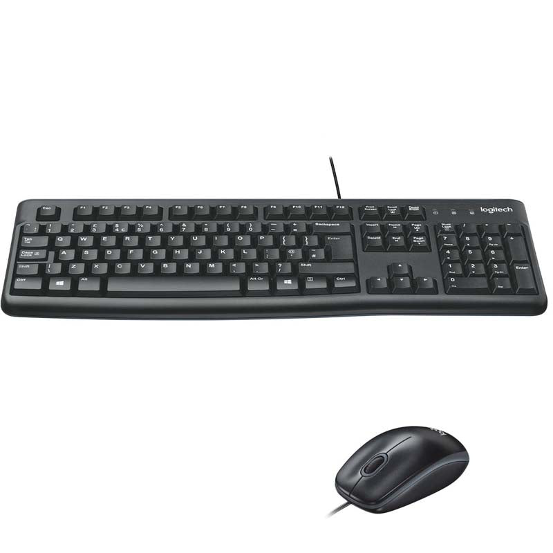 Logitech MK120 Wired Keyboard and Mouse - Black