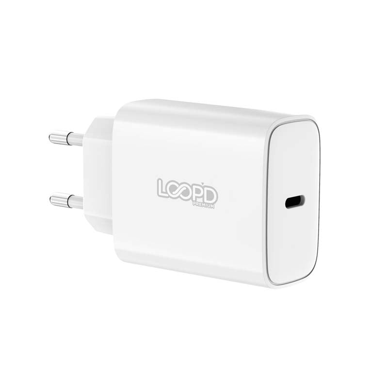 Loopd 1 Port 20W PD Wall Charging Adapter - White - White