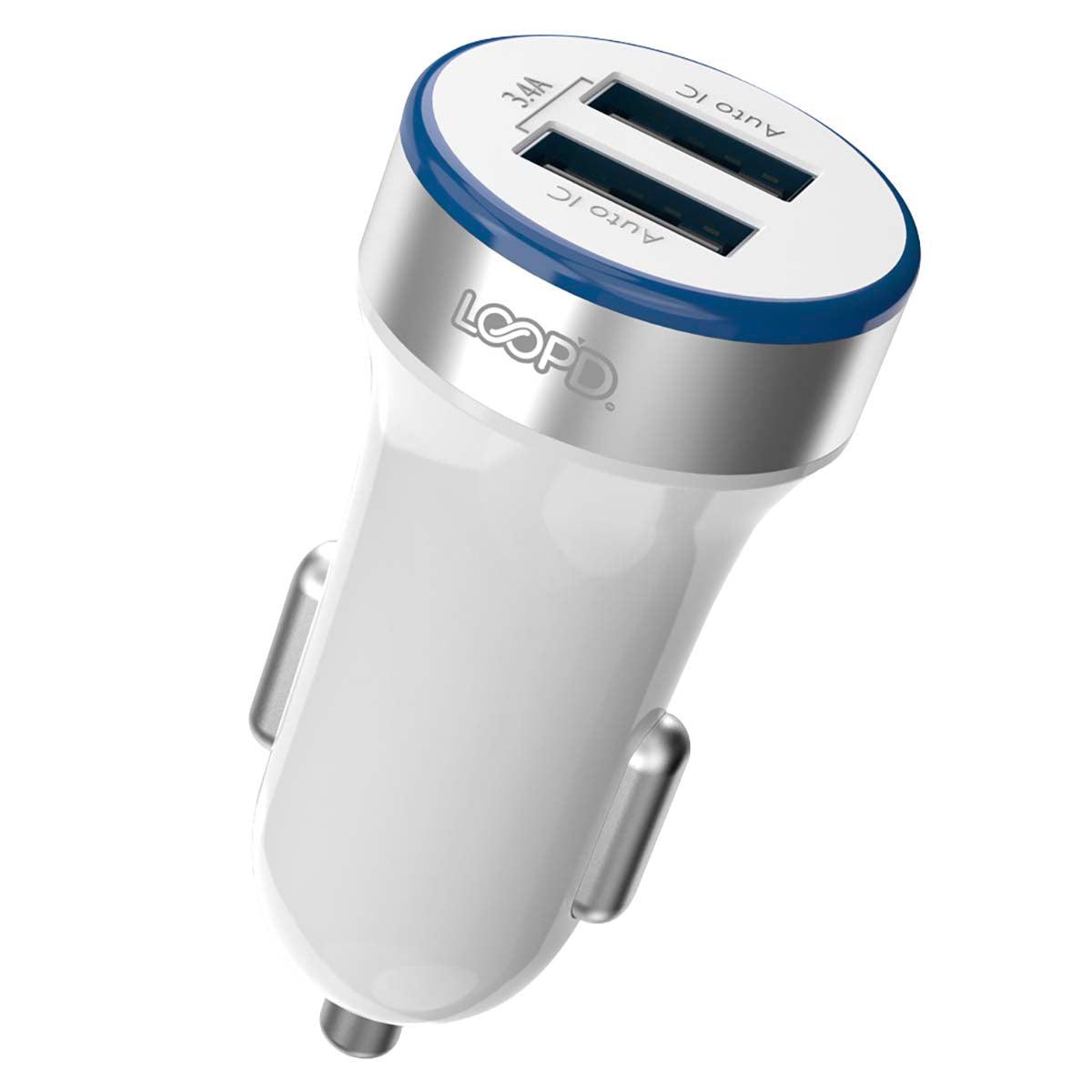 Loopd 2 Port 3.4A Car Charger - White - White