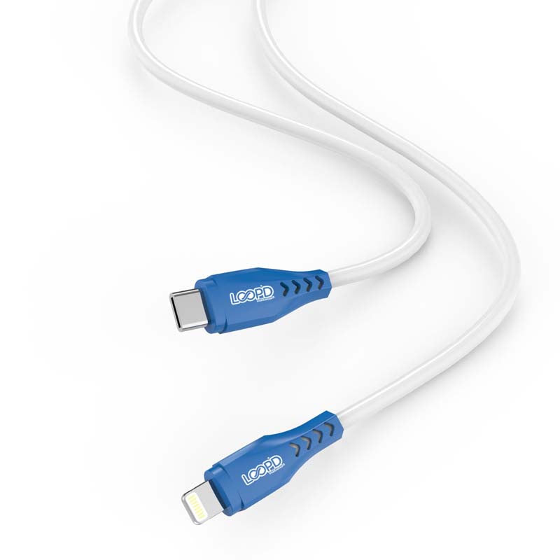 Loopd Apple Lightning To Type C Cable 30W 1.2M - White /Blue - White