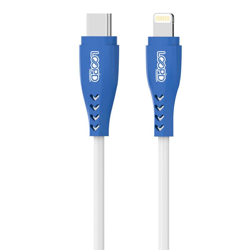 Loopd Apple Lightning To Type C Cable 30W 1.2M - White /Blue - White