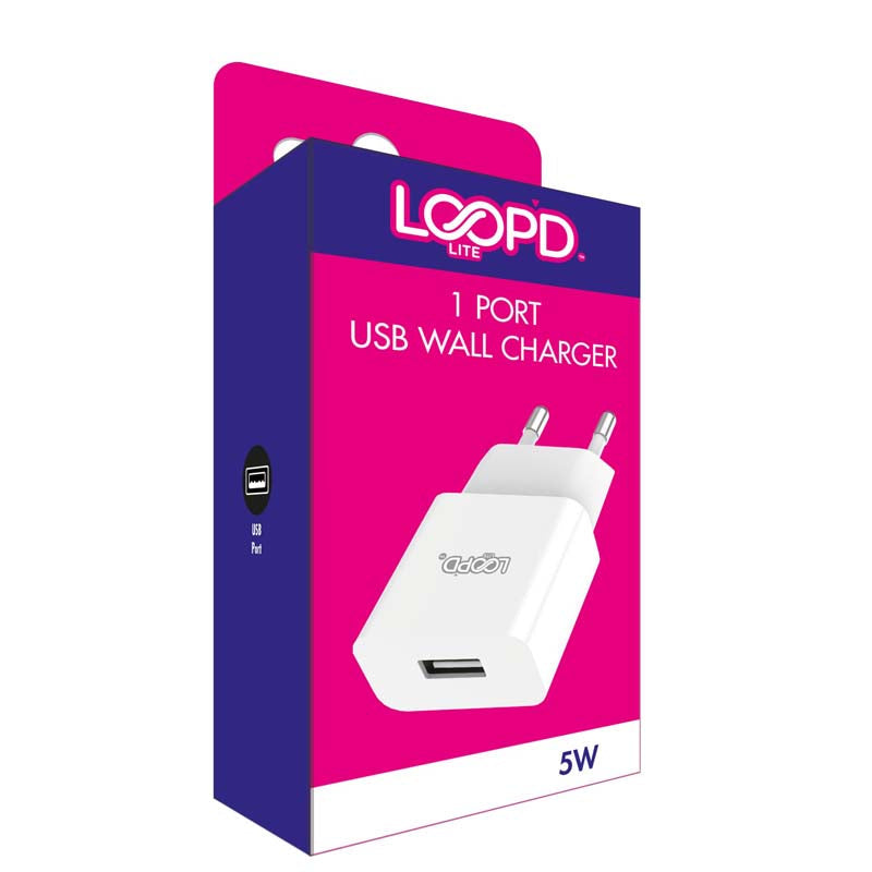 LOOPD LITE 1 Port USB Wall Charger - White