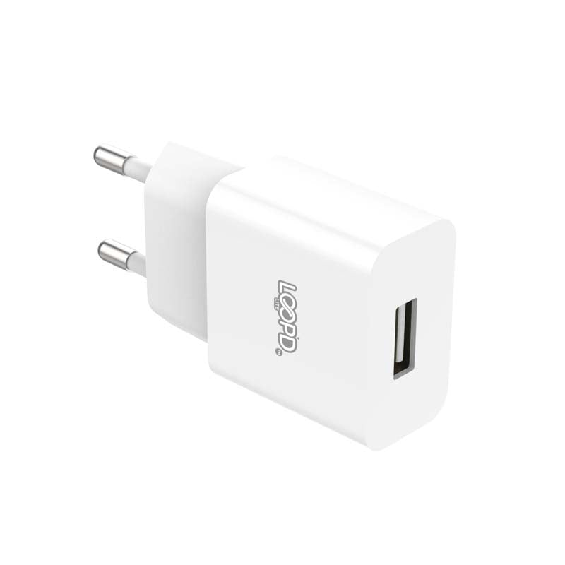 Loopd Lite 1 Port USB Wall Charging Adapter - White - White