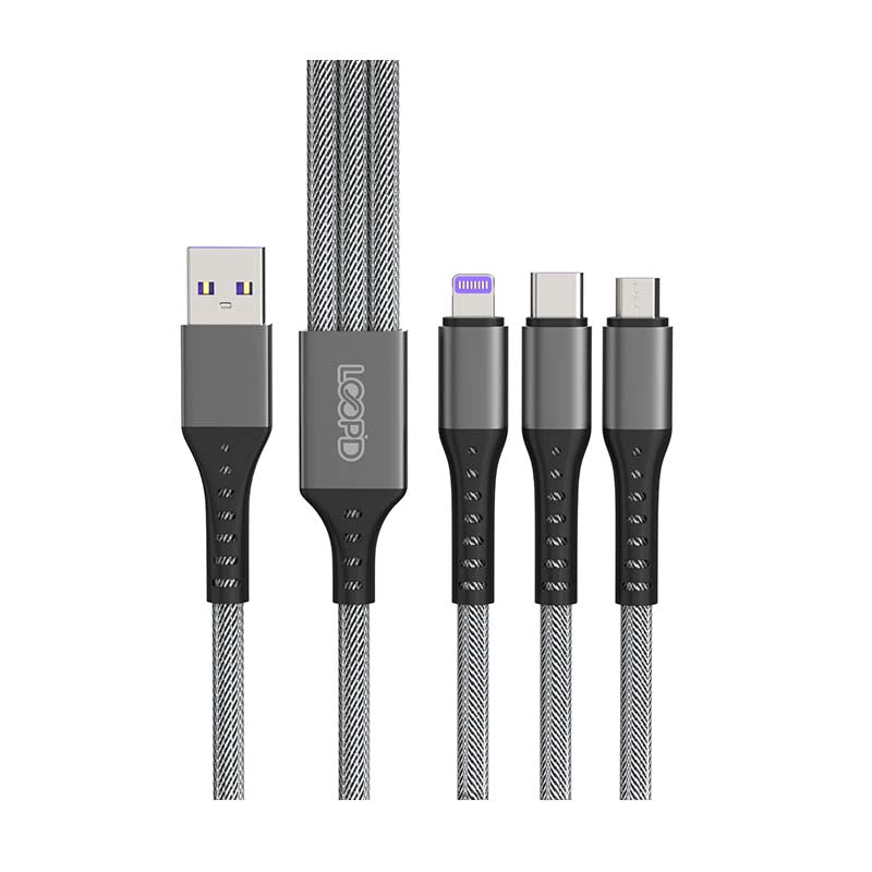 LOOPD Lite 3 in 1 Multi Cable 1.2m - Grey - Grey