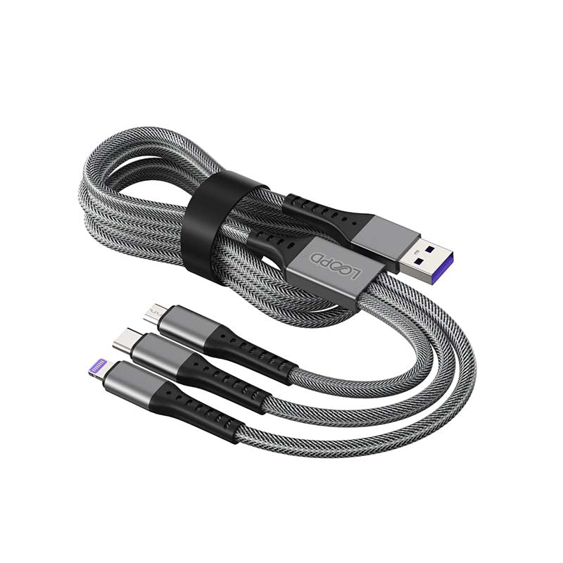 LOOPD Lite 3 in 1 Multi Cable 1.2m - Grey - Grey