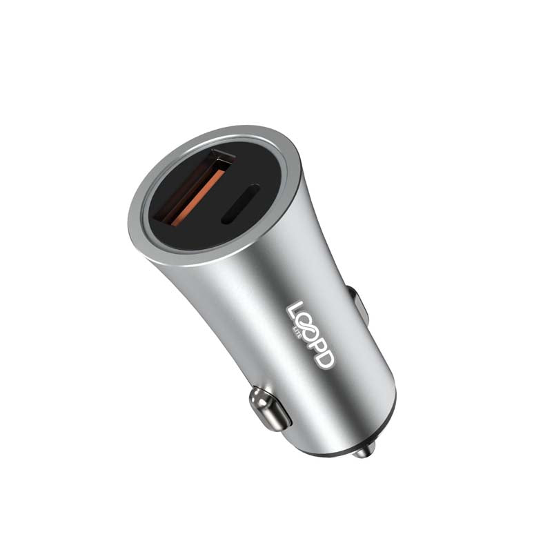 LOOPD Lite Dual Port PD Car Charger 20W - Silver