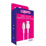 LOOPD LITE USB To USB Type C Cable 1M - White