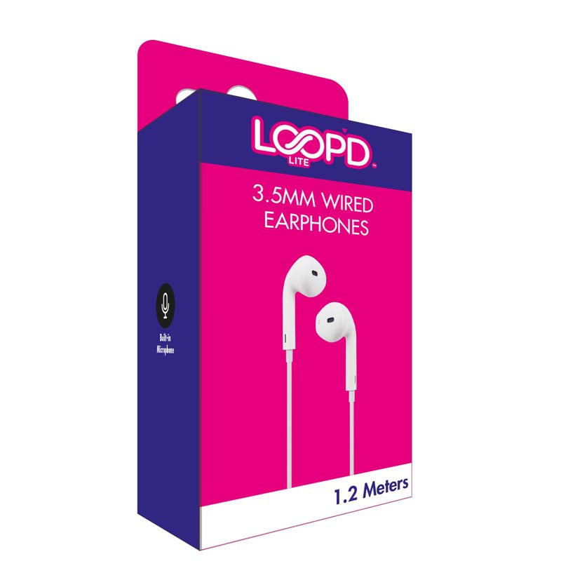 LOOPD LITE Wired Earbuds - White - White