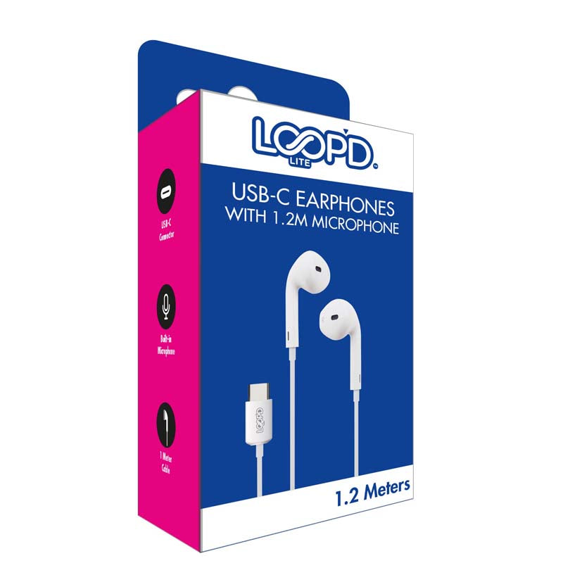 LOOPD Lite Wired Type C Earbuds - White - White