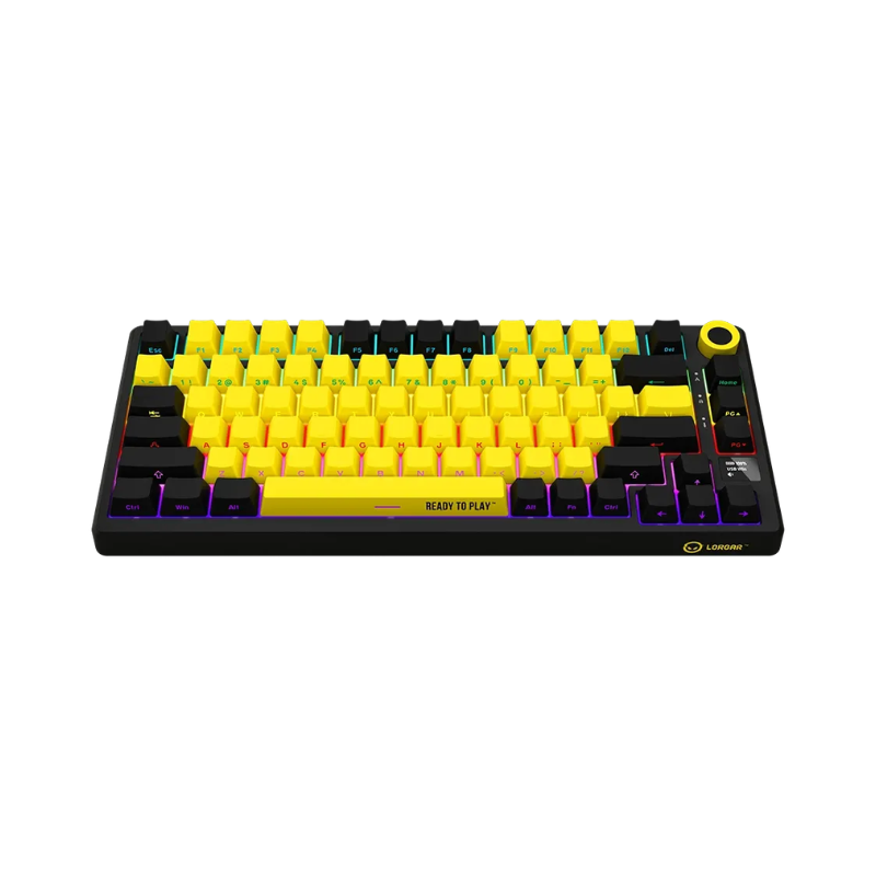 Lorgar KBP7075W Wireless 75 Mechanical Gaming Keyboard Pro - Black/Yellow - Black