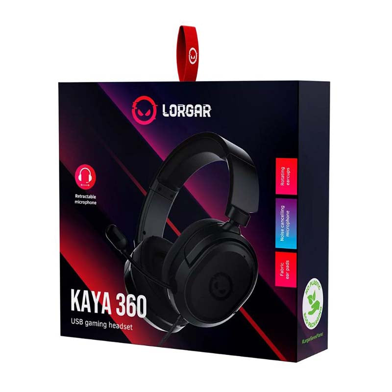 Lorgar Kaya 360 USB 2m Headset - Black