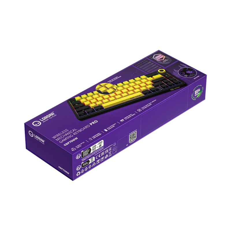Lorgar KBP70MW  Wireless 65  Mechanical Gaming Keyboard Pro - Black/Yellow