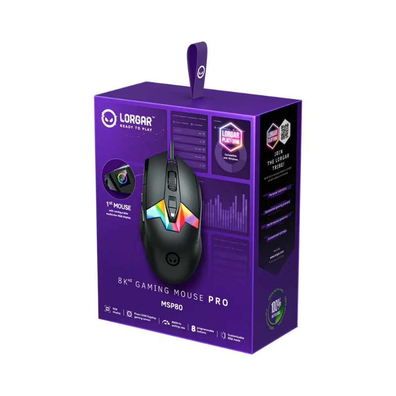 Lorgar MSP80  8000 Hz Gaming Mouse Pro - Black