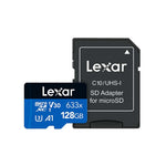 Lexar SD Micro High Speed 633x 128GB + SD Adapter - Blue