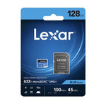 Lexar SD Micro High Speed 633x 128GB + SD Adapter - Blue