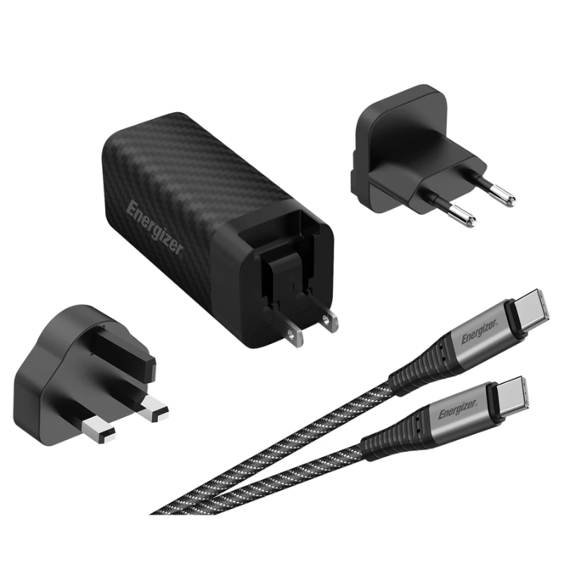 Energizer 90W Dual USB A And Type C Wall Charger With Type C Cable - Black