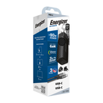 Energizer 90W Dual USB A And Type C Wall Charger With Type C Cable - Black