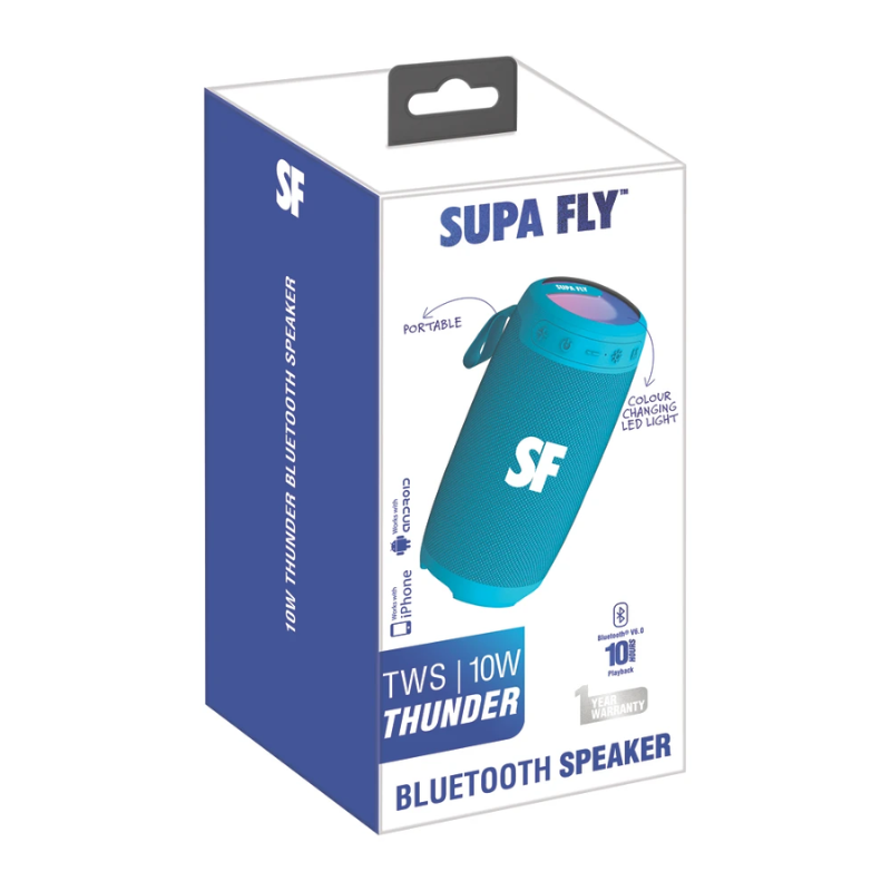 Supa Fly 10W True Wireless Bluetooth Thunder Speaker - Blue
