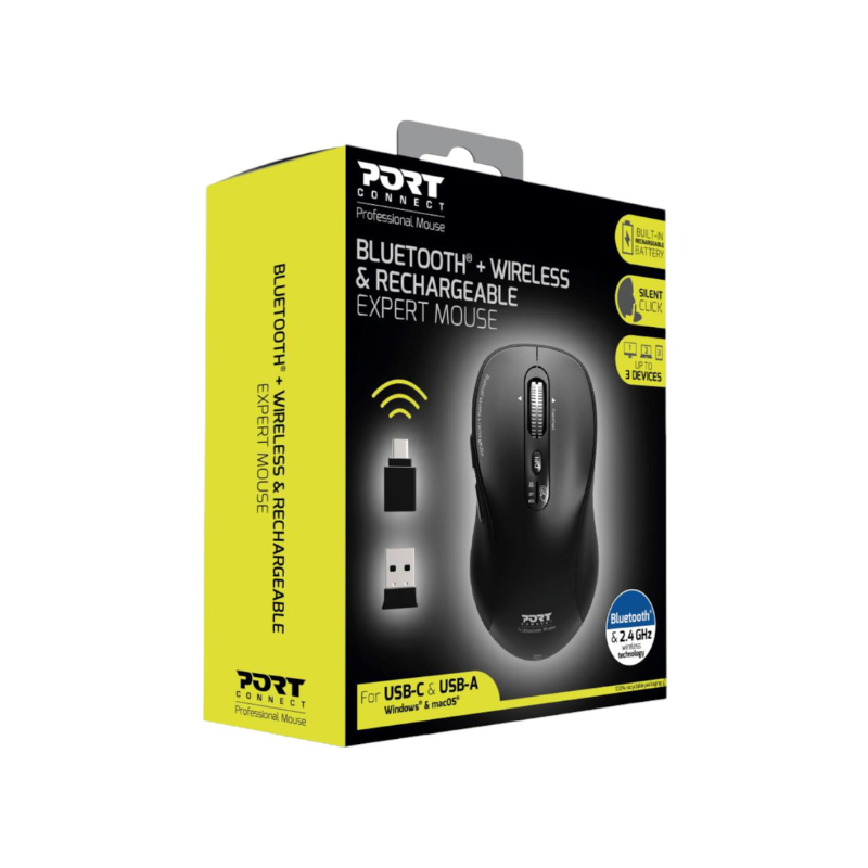Port Connect Expert Wireless Bluetooth Mouse - Black