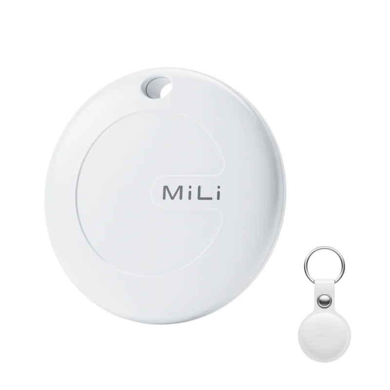 Mili MiTag Apple Compatible Tag With Leather Key Chain Accessory - 1 Pack - Black