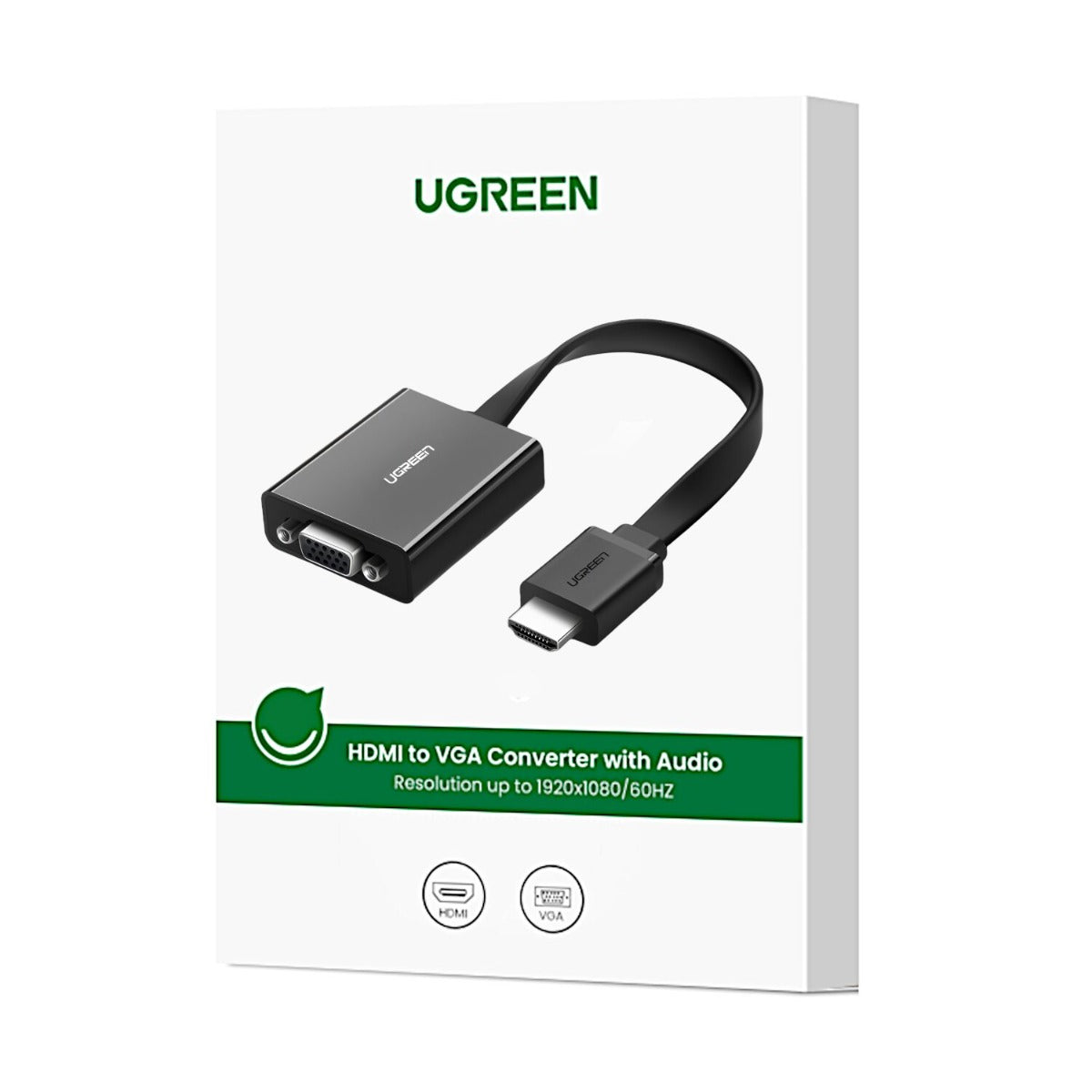 UGREEN HDMI to VGA Adapter with 3.5mm Audio & Power Port - Black