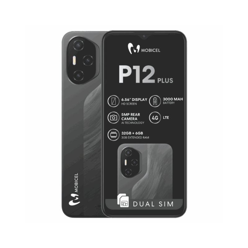 Mobicel P12 Plus 4G Dual Sim 32GB Vodacom Network Locked - Grey - Grey