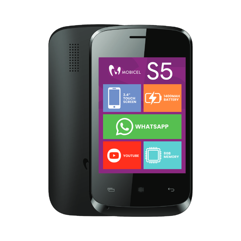 Mobicel S5 Dual Sim 8GB Vodacom Network Locked (with WhatsApp) - Black - Black