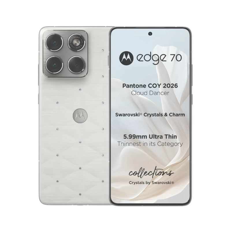 Motorola Edge 70 Swarovski 5G Dual Sim 512GB + Moto Buds Swarovski - Cloud Dancer - Blue Cloud