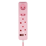 Switched 4 Way Surge Protected Multiplug 0.5M - Pink