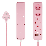 Switched 4 Way Surge Protected Multiplug 0.5M - Pink