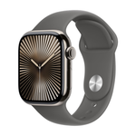 Apple Watch Series 10 GPS + Cellular 46mm Natural Titanium Case with Stone Grey Sport Band - S/M