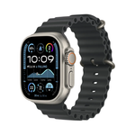 Apple 49mm Black Ocean Band Extension - Natural Titanium Finish
