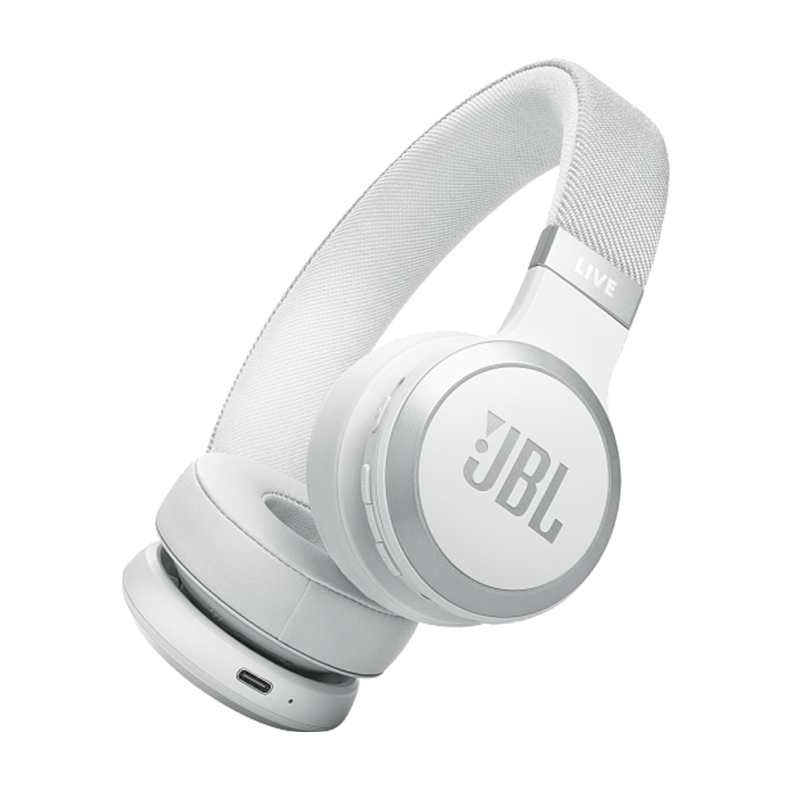 JBL Live 670NC Wireless Bluetooth On-Ear Noise Cancelling Headphones - White
