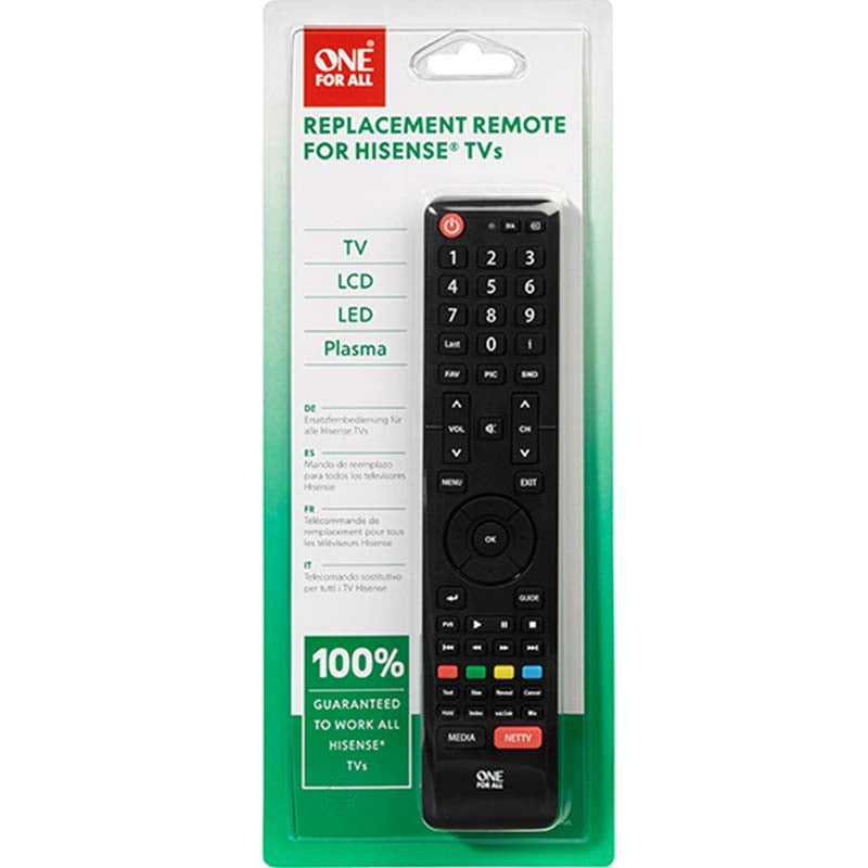 One For All Universal Hisense TV Remote - Black