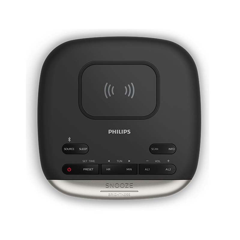 Philips TAR7606 Clock Radio With Qi Charging Pad - Black