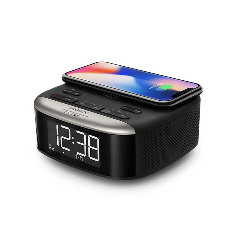 Philips TAR7606 Clock Radio With Qi Charging Pad - Black